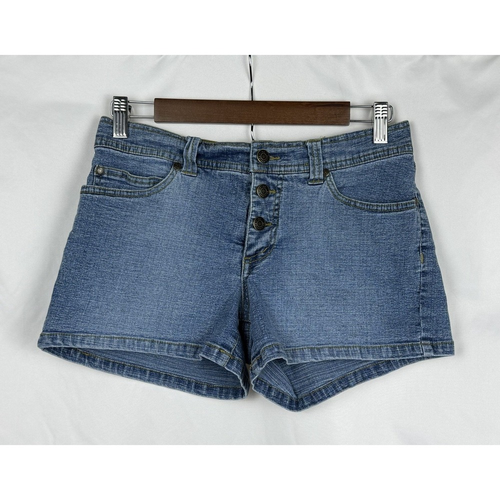 Vtg No Boundaries Y2K‎ Denim Shorts Button Fly Low Rise Juniors 7 Bratz McBling